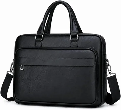 Men's Leather Laptop Messenger Bag - Detachable Strap