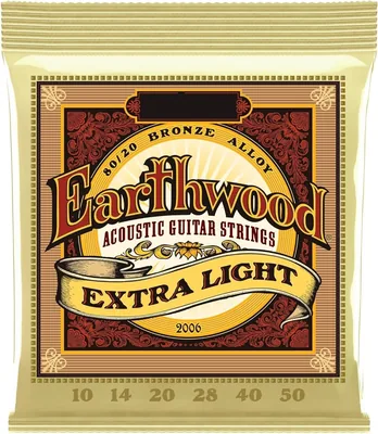 Earthwood 2006 Extra Light Acoustic गिटार स्ट्रिंग्स 82% ऑफ़ - 10-50 गेज, 80/20 ब्रॉन्ज वाउंड, चमकदार टोन, स्मूथ प्लेबिलिटी
