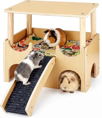 Wooden Guinea Pig House with Ramp