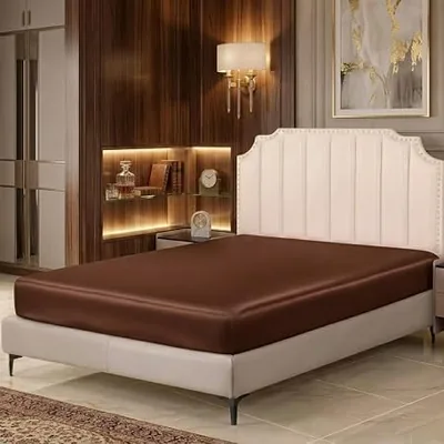 Bedding Zone Fitted Sheet with Corner Elastic, Soft, Long Lasting, Queen Size, Silk Satin - Best Deal