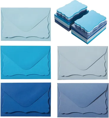 UNAYBOW Mini Envelopes 50 Pcs Blue Gradient Card Envelopes Wedding Birth