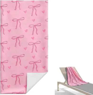 Pink Bow Beach Towel for Girls Women - Trendy Pool Accessory