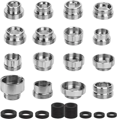 Kit di adattatori tap da 16 pezzi con doppie connettori maschili/femminili e guarnizioni, adattatore aeratore universale per rubinetto