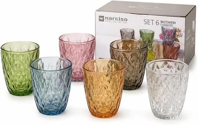 Narciso - 6 Bicchieri d'Acqua Colorati da 280 ml