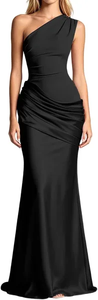 Robe de soirée longue générique Épaule asymétrique Élégante Robe bodycon Sans manches Robes maxi pour Prom/Mariage/Bridesmaids - Meilleur Prix