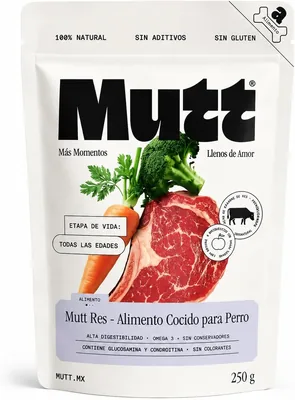 Alimento Cocido MUTT para Perros de Res 250g - Mejor Precio