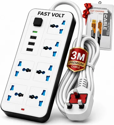 Extension Cord Power Board 6 Outlets USB Type-C Surge Protector