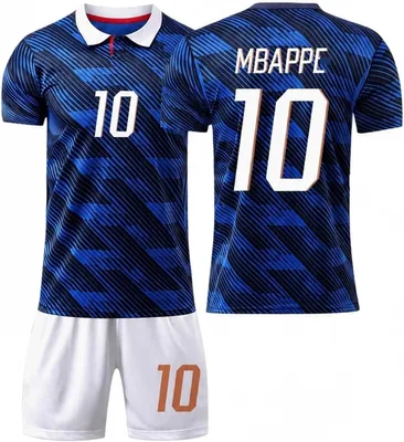 2025-26 France Style Jersey Kids Football Kit, No.10 Replica Soccer Training Set (S)