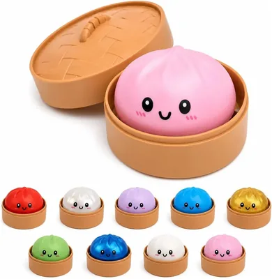 Brinquedo Antistress Squishy Dumpling com Surpresa, Formato Bolinho, Glitter, 9,5 cm, Colecionável - Melhor Preço