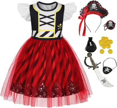 Girls Pirate Costume Princess Buccaneer Dress Up with Accessories