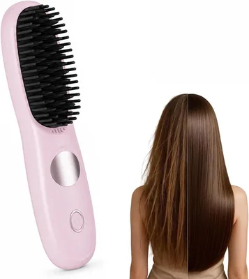 Pink Rechargeable Cordless Hair Straightener Brush Best Deal