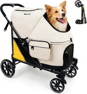 トトロボール ペットカート、犬用バギー、4輪、犬用キャリア、小型犬・中型犬・猫用、複数のヘッド