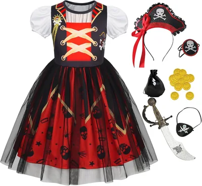 Girls Pirate Costume Princess Buccaneer Dress Up with Accessories