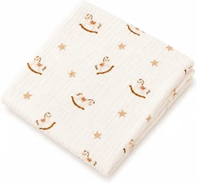 Libaby 100%綿 スワドル、ガーゼ、コットン、大型、2層、正方形、39.4 x 39.4インチ (100 x 100 cm)、ガーゼブランケット、薄型