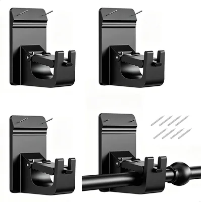 Xiruiubao Curtain Rod Holder Utan Drilling, 4 Stück ABS Vorhangsstangen för Kleben för Badkamer, Sängrum, Leva Rum, Küche