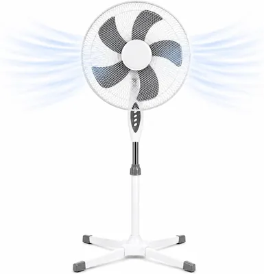 Ventilatore da pavimento Ø 40 cm Bianco - Montaggio facile - 50 W - 3 velocità - Silenzioso e stabile - Oscillazione orizzontale - Regolabile in altezza (28% di sconto)