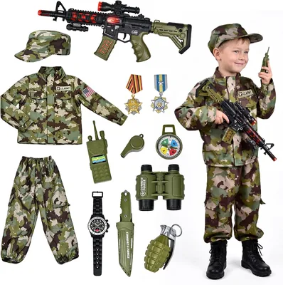 Kids Army Costume 14 PCS Soldier Halloween