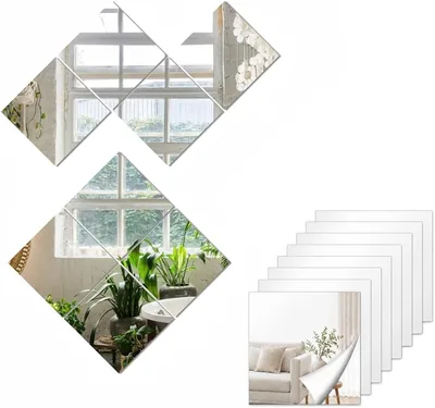 SKY-TOUCH 8PCS 30x30cm Frameless Glass Mirror Tiles - Wall Mounted