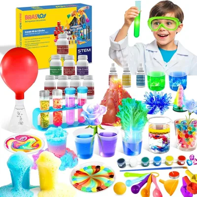 Kit de Experimentos Científicos STEM Educativo para Crianças - Mais de 135 Combinações Químicas