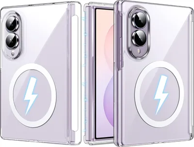 Cover Magnetica per Samsung Galaxy Z Fold 8 (Larga) con Albero Centrale, Resistente agli Urti e Anti-Giallimento