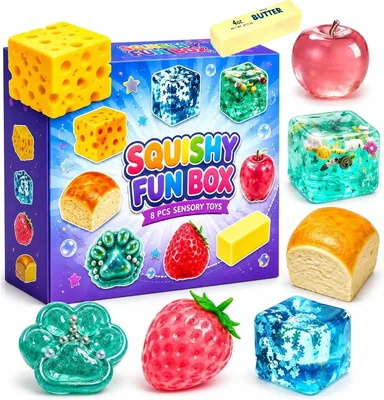 8-teiliges Squishy-Spaß-Set mit Geheimnis, Blindbox Malt Sugar Kreatives Langsamer Zurück Squishies für Fidget-Entspannung am Schreibtisch