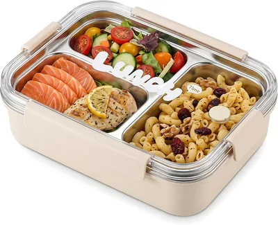 Kids Stainless Steel Bento Box 2/3 Comp (Beige, 700ml) Best Deal
