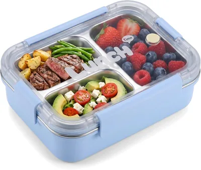 Kids Stainless Steel Bento Box - 2/3 Comp (Blue, 700ml) Best Deal