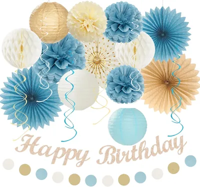 Set de Decoraciones de Cumpleaños Azul - 21 Piezas con Pancarta y Accesorios