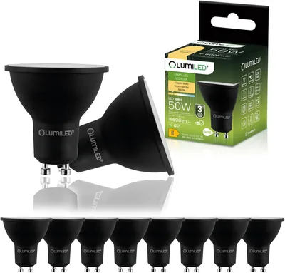Lumiled LED-Lampen GU10 6 W 600 lm Warmweiß 3000 K Ersatz für 50 W Reflektor Spot Schwarz 120° Nicht dimmbar Packung mit 10 Stk. - 11% Rabatt