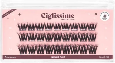 CIGLISSIME Night Out Press&Go - Ciuffetti Ciglia Finte Senza Colla Leggere | Estensioni Ciglia Adesive 3D Vegane e Dermatologiche, 13% di Sconto