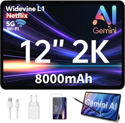 Tablette ODEA 12 pouces avec stylet et étui, 8000mAh, 12GB RAM + 128GB ROM