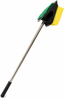 3-in-1 Aquarium Cleaner - Soft Sponge, Scrubbing Pad & Glass Head. Best Deal