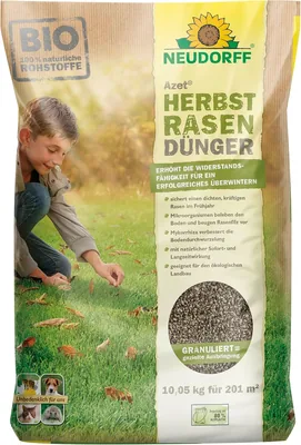 Neudorff Azet Herbstdünger 10,5 kg für 201 m² - Organischer Dünger mit Kalium für einen winterfesten Rasen und eine