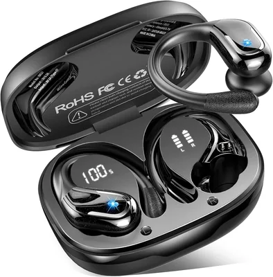 Ecouteurs Bluetooth Sport Sans Fil, 75h Bluetooth 5.4 avec HiFi Stéréo 3D, 4 ENC Réduction du Bruit Microphone Sans Fil