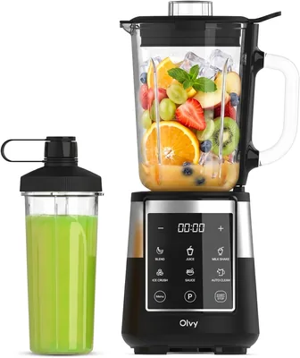 Olvy Stand Mixer Smoothie Maker 1500 ml Glas Mitnehm-Funktion LED-Timer 6 Klingen Schwarz - Best Deal