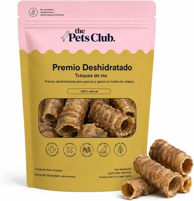 Tráquea de Res Deshidratada para Perro The Pets Club 8 Piezas | Premio Natural Alto en Proteína | Snack Masticable
