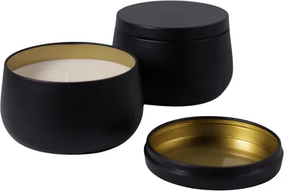 Confezione Duetto Encuentro de Medianoche: Set de 2 Velas Aromáticas Premium de Soya y Coco (Negro Mate, Encuentro de Mediano) Mejor Oferta