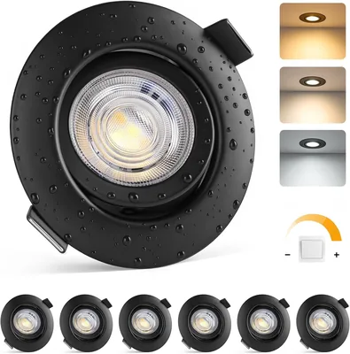 Spot lumineux LED encastré Sanyoung, noir, dimmable 5W 500LM | Lumière de plafond chaude blanche neutre froide