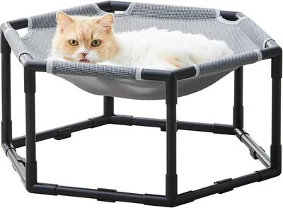 MWPO 991A猫ベッド 高床型 メッシュ 通気性抜群 オフランドタイプ ネコハンモック ペットベッド 全年対応 六角形 最安値