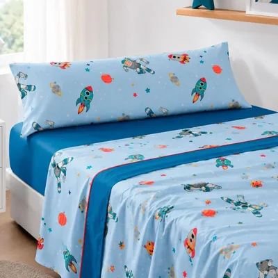 Conjunto de cama de verano Rufino Díaz de 3 piezas (Azul - 90 cm) - Tela suave para adultos y niños - Cómodo y cálido