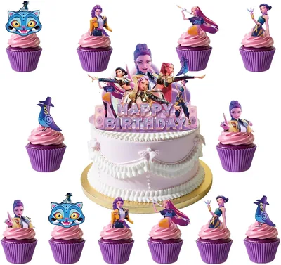 25 Décorations de Gâteau Non-Mangeables avec 1 Topper de Gâteau + 24 Décorations de Cupcake - Accessoires de Fête (5% de Réduction)