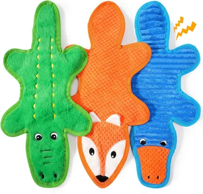 3 Pack Durable Crinkle Dog Toys - Interactive Chew Toys