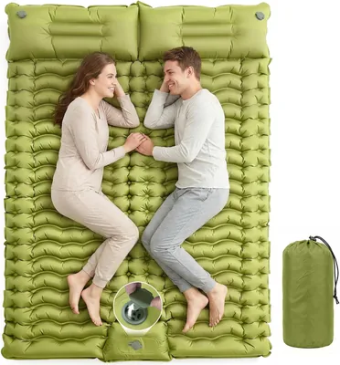 Rgaden Camping Doppel-Ultraschweres Aufblasbares Schlafmatte mit Integriertem Kissen und Fußpumpe, Kompakt Camping Schlafmatte 28% Off