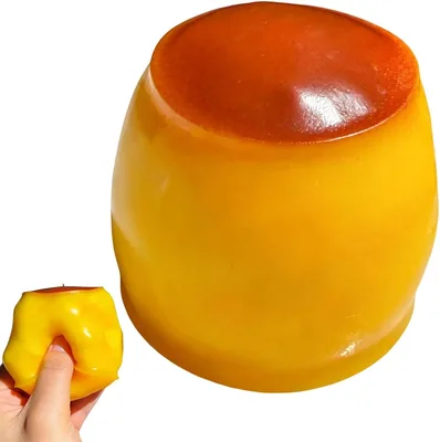 Caramel Pudding squishy - Realistis matig fod soft sticka krut squishy för vuxna