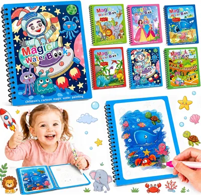 Tangdudu Water Colouring Books Set - 6 Reusable Books with Pens Best Deal