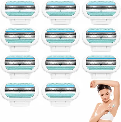 12 Unidades Láminas de Afeitar para Mujeres Compatibles con Venus, Recambios de Navaja, 3 Capas de Acero Inoxidable, Afeitado Preciso - Mejor Oferta