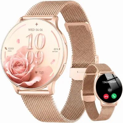 Montres intelligentes Jogeman pour femmes avec appel Bluetooth, 1.32 pouces Smartwatch | Fréquence cardiaque / SpO2 / Surveillance du sommeil, 120+ modes sportifs, IP67
