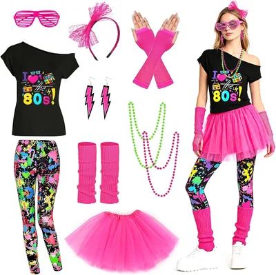 Dazztime 80s Disfraz de Mujer, Accesorios para Disfraces de los 80