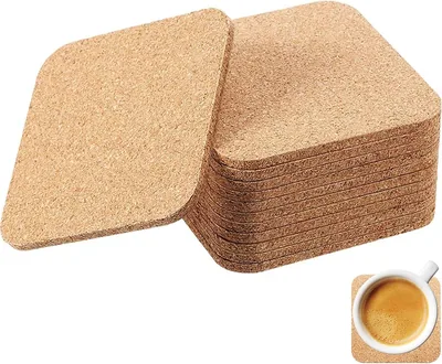 12 Pcs Cork Coasters Absorbent Heat Resistant Eco Friendly Best Deal