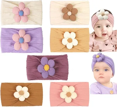 8 Diademas Para Bebe Niña | Diseño Floral | Accesorios de Cabeza para Recién Nacidas y Niñas Pequeñas | Mejor Oferta